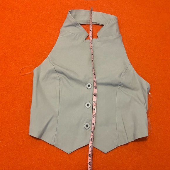 Twik Light Gray Button-Up Crop Top - Picture 11 of 12